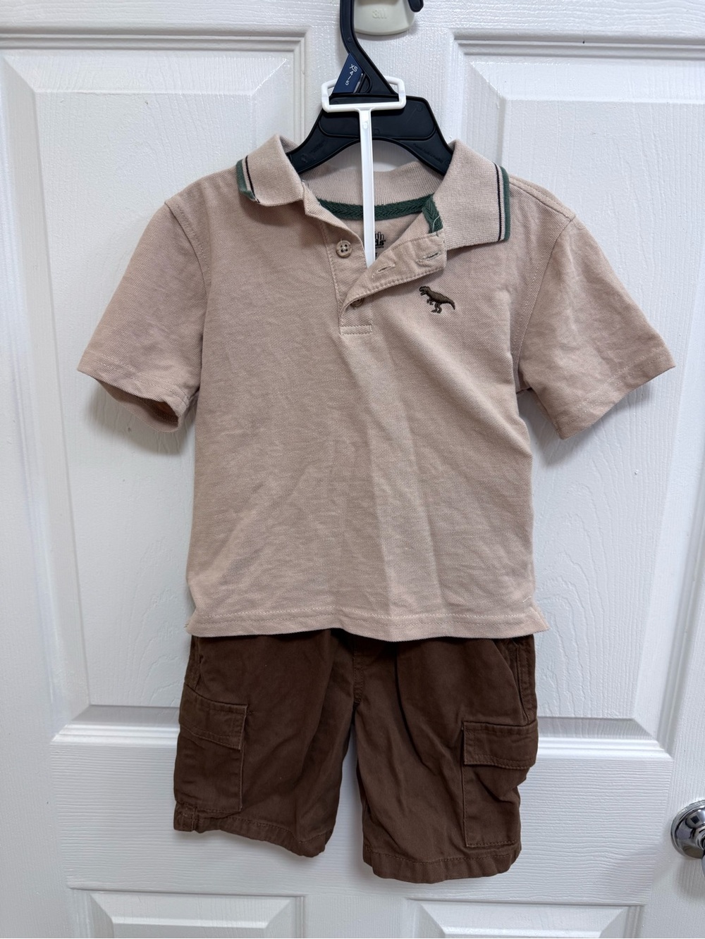 Kids Headquarters Beige Polo with Brown Shorts, Size 4T